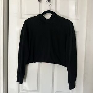 SHEIN Cutoff Cropped Black Hoodie Womens Small